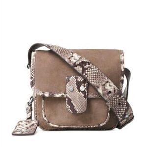 Michael Kors Brown and Snake Print Crossbody Bag